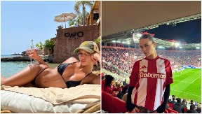 ATRAKTIVNA ALBANKA ODUŠEVILA NAVIJAČE Stigla na proslavu Olimpijakosa, pa se slikala ispred zastave Republike Srpske